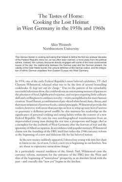 The Tastes of Home: Cooking the Lost Heimat in West Germany in