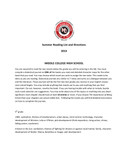 Summer Reading List and Directions 2014 MIDDLE COLLEGE