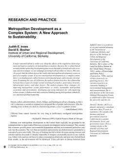 RE SEARCH AND PRAC TICE Metropolitan Development as a
