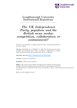 The UK Independence Party, populism and the British news media