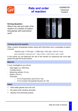Rate and order of reaction - CMA