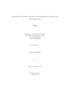 THE EFFECT OF ATOMIC OXYGEN ON THE FORMATION OF