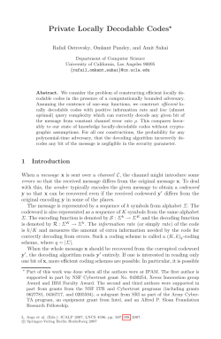 LNCS 4596 - Private Locally Decodable Codes