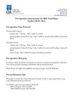 Pre-operative Instructions for MIS Total Knee