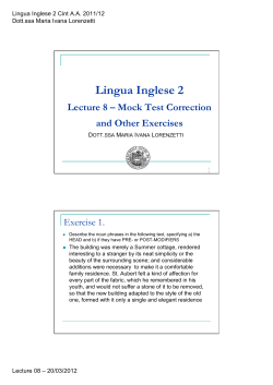 Lingua Inglese 2 CINT - LECTURE 8 (20/03/2012)