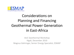 Considerations on Planning and Financing Geothermal Power
