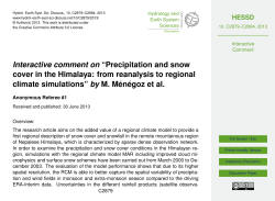 Interactive comment on &ldquo;Precipitation and snow cover in the