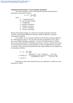 Supplemental Information: Nernst Equation calculations The Nernst