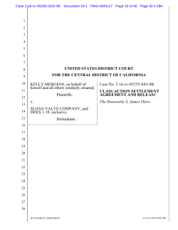 Mergens Settlement Agreement - Flushmate III Class Action Lawsuit