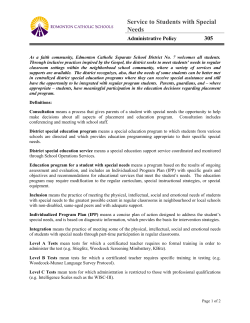 Service to Students with Special Needs
