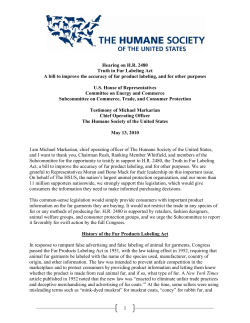 testified - The Humane Society of the United States