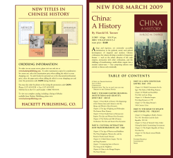 China: A History - Hackett Publishing