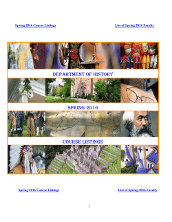 Course Listings Department of History Spring 2016