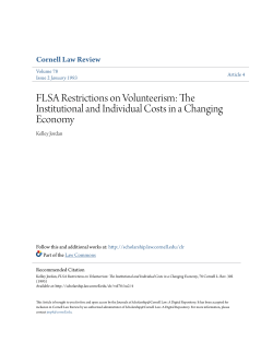 FLSA Restrictions on Volunteerism: The