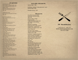 Takeout Menu - JW Steakhouse