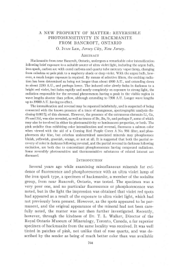 A New Property of Matter: Reversible Photosensitivity in Hackmanite