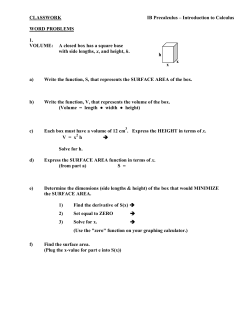 CLASSWORK IB Precalculus &ndash; Introduction to Calculus WORD
