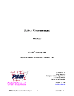 Safety Measurement - Practical Software and Systems Measurement