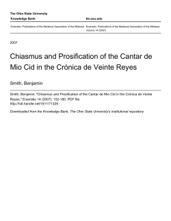 Chiasmus and Prosification of the Cantar de Mio Cid in the Cr&oacute;nica
