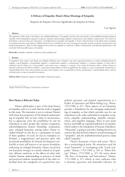 A Delicacy of Empathy: Hume`s Many Meanings of Sympathy