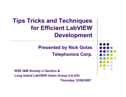Tips Tricks and Techniques for Efficient LabVIEW Development