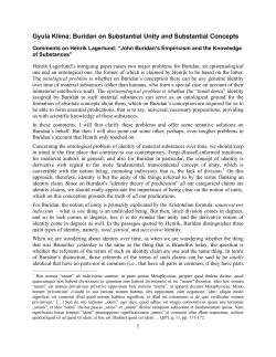 Buridan on Substantial Unity and Substantial Concepts