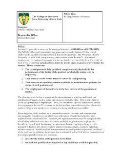 Re-Employment of Retirees - The College at Brockport
