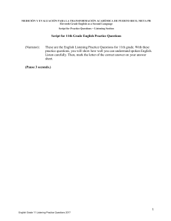 Script for 11th Grade English Practice Questions (Narrator
