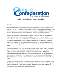 Optical Confederation Guidance on the Bribery Act