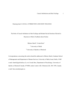 Causal Attributions and Hurt Feelings 1 Running head: CAUSAL