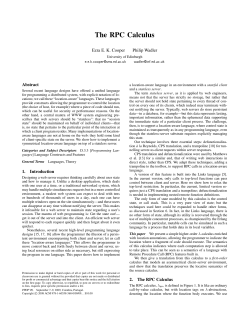 The RPC Calculus - Informatics Homepages Server