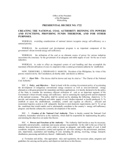 PD 1722 Creating the National Coal Authority