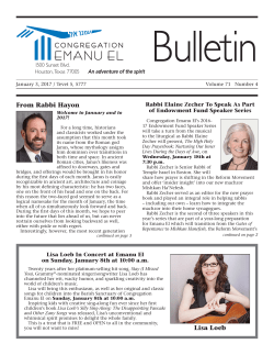 From Rabbi Hayon - Congregation Emanu El