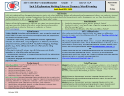 Unit 2: Explanatory Writing/Literary Elements/Word Meaning