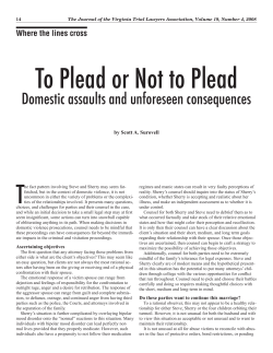 To Plead or Not to Plead - Northern Virginia Business Law