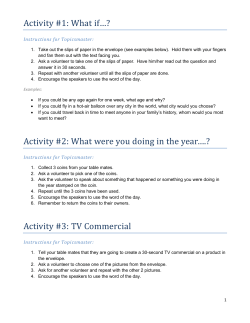 Activity #1: What if&hellip;? Activity #2: What were you doing in the year