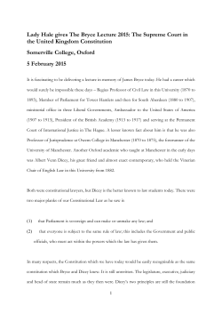 Lady Hale gives The Bryce Lecture 2015, Somerville College, Oxford