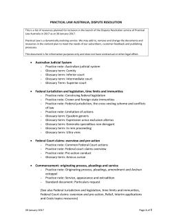PRACTICAL LAW AUSTRALIA, DISPUTE RESOLUTION &bull; Australian