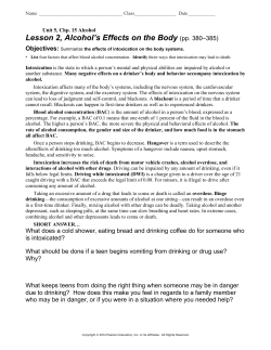 Lesson 2, Alcohol`s Effects on the Body (pp. 380–385)