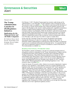 The Trump Administration Launches its (De)Regulatory Initiatives