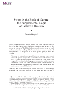 Stress in the Book of Nature: The Supplemental Logic of Galileo`s