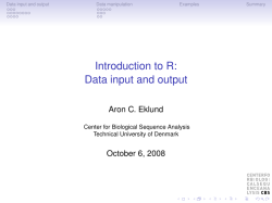 Introduction to R: Data input and output