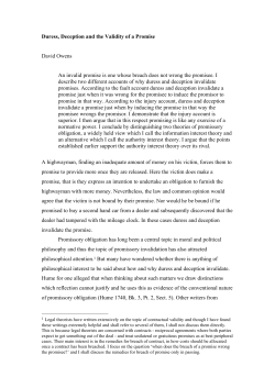 Duress, Deception and the Validity of a Promise David Owens An