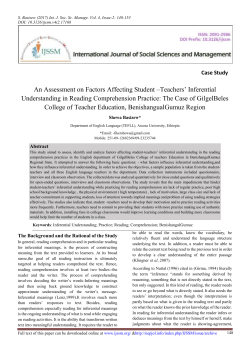 An Assessment on Factors Affecting Student &ndash;Teachers` Inferential