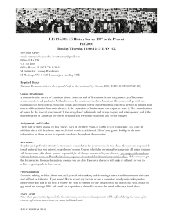 HIS 134.002: US History Survey, 1877 to the Present Fall 2016