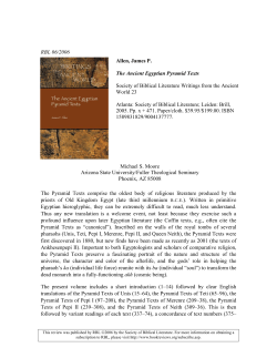 RBL 06/2006 Allen, James P. The Ancient Egyptian Pyramid Texts