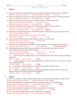 Review for Solutions Test