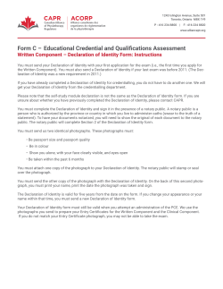 CAPR/ACORP - Form C - Written Component Declaration of Identity