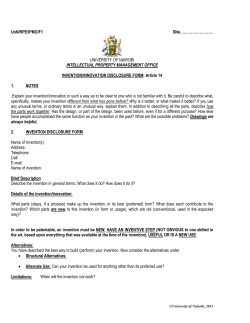 Invention/ Innovation Disclosure Form