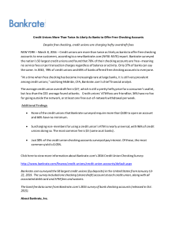 Credit Unions More Than Twice As Likely As Banks